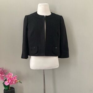 Calvin Klein Black Blazer with Cropped Design and Collarless Neckline